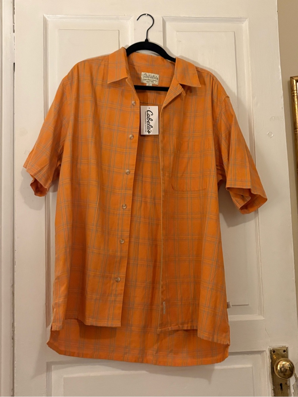 Cabela's Orange Plaid Short-Sleeve Button-Down Shirt